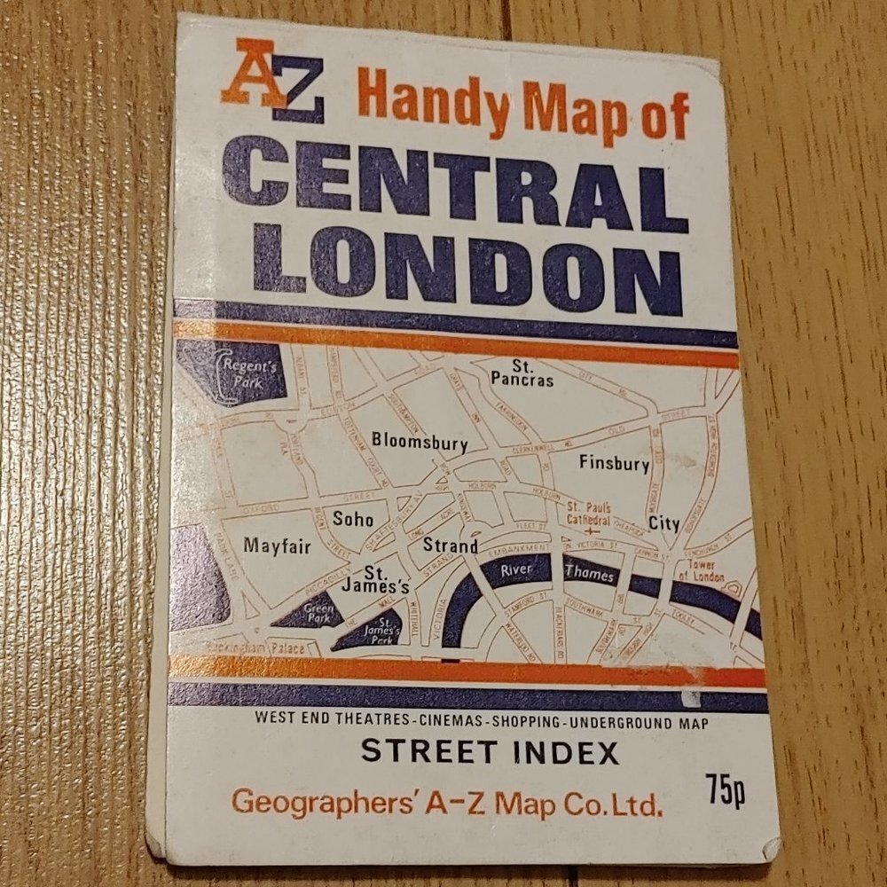 VINTAGE FOLD OUT MAP OF CENTRAL LONDON Pocket Map